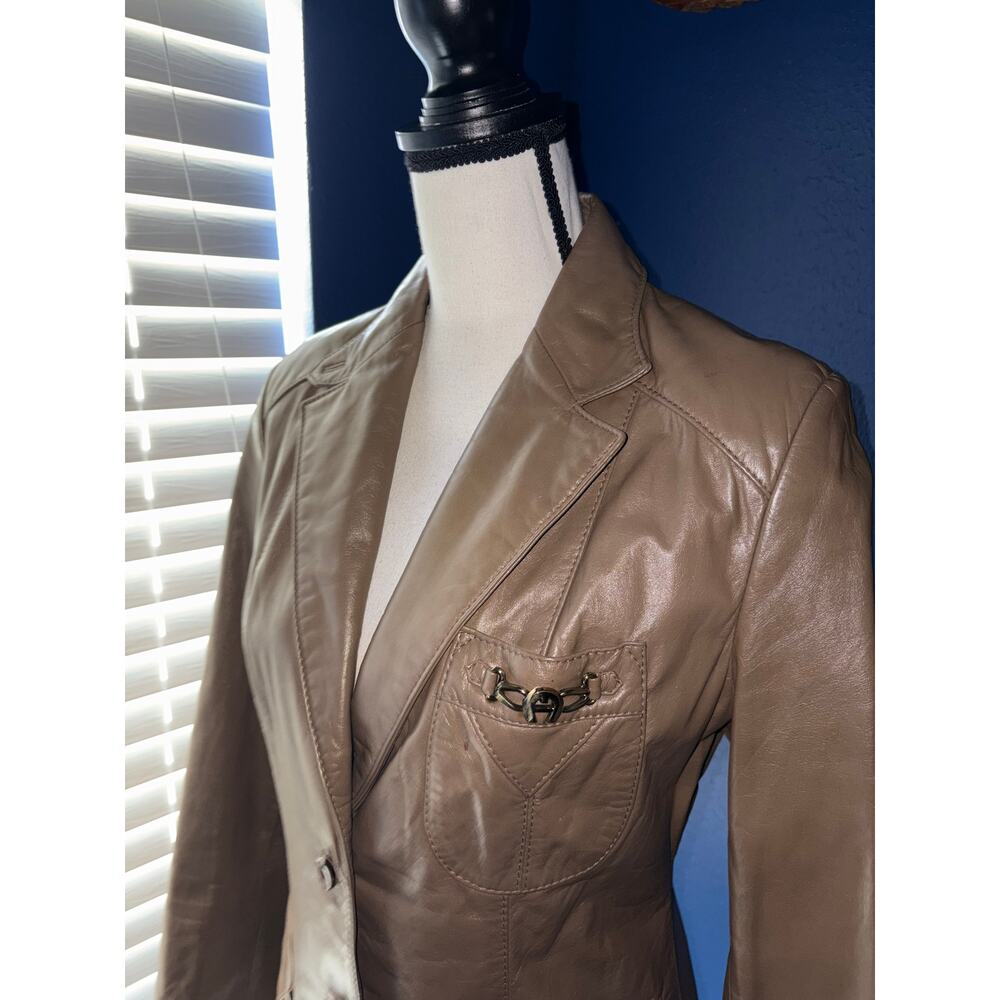 1970s Etienne Aigner Vintage Leather Jacket – Size 10 – Excellent Condition - Picture 5 of 11